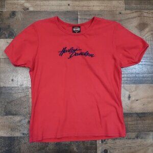 Gator Harley Davidson Womans XL Red Short Sleeve Tee Shirt Leesburg Florida